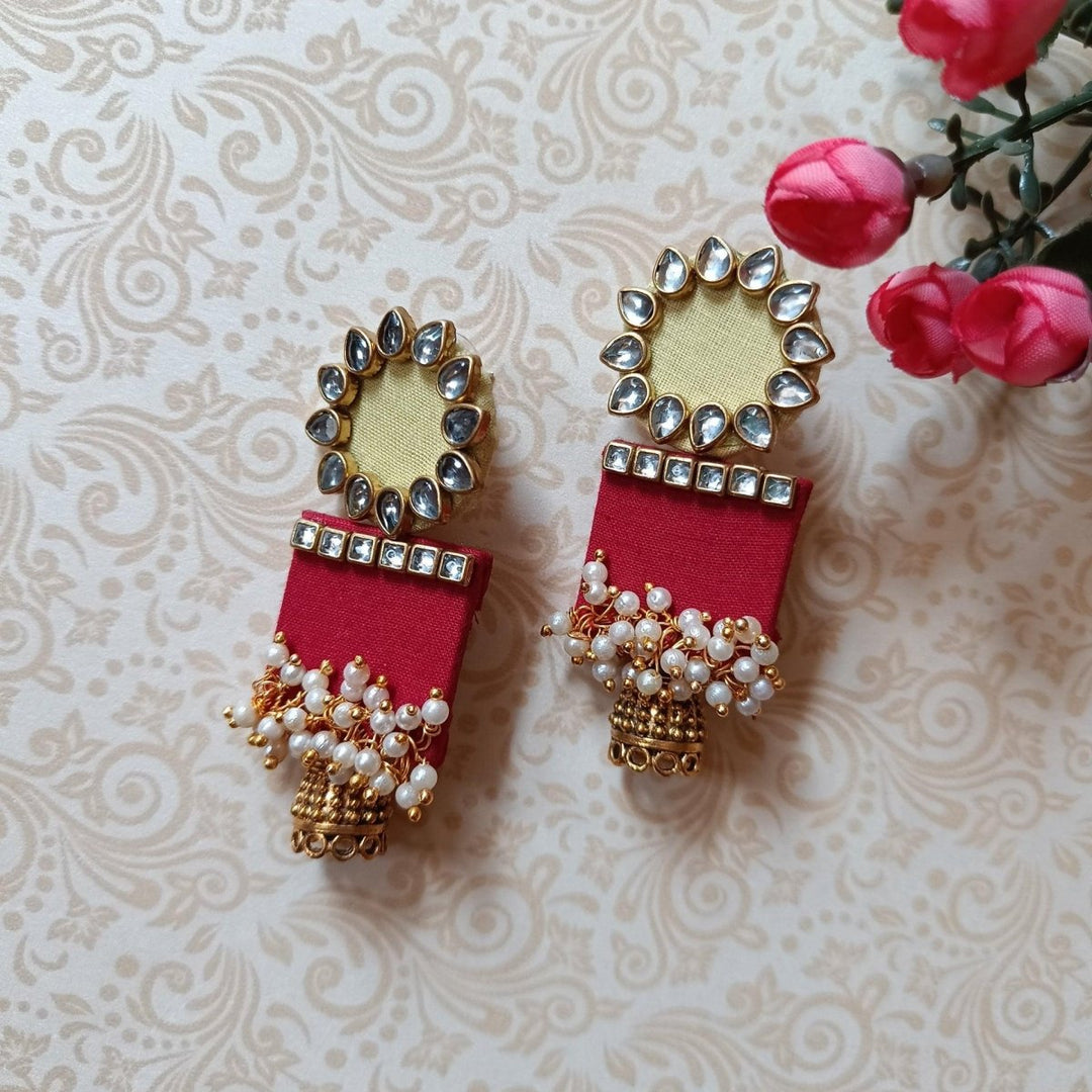 HANDMADE EARRINGS YELLOW & RED AADYA [product_variant]- TelaNaari