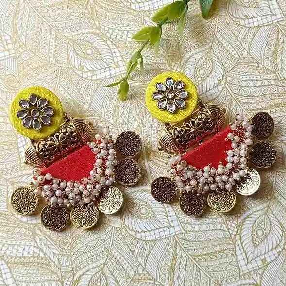 HANDMADE EARRINGS YELLOW & RED EVA