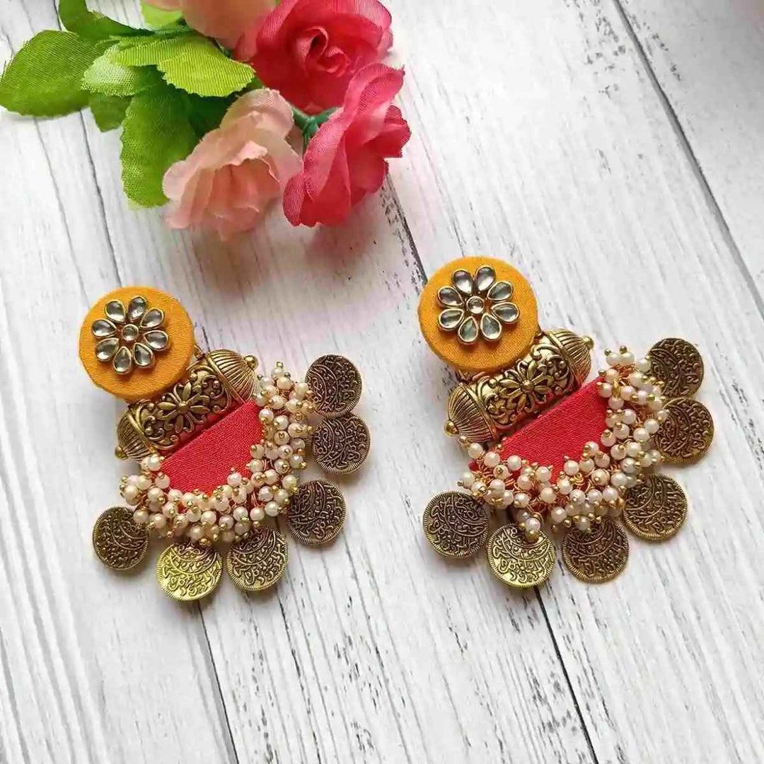 HANDMADE EARRINGS YELLOW & RED EVA