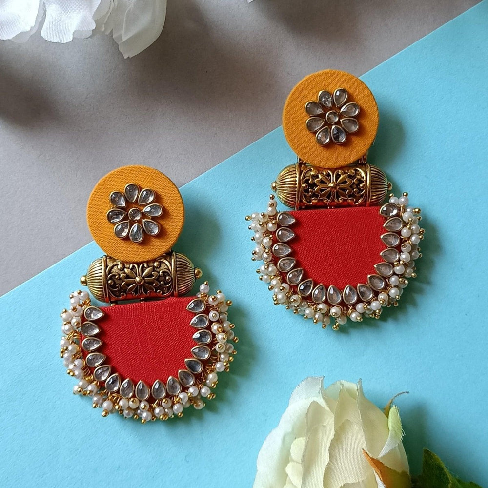 HANDMADE EARRINGS YELLOW & RED INAYA