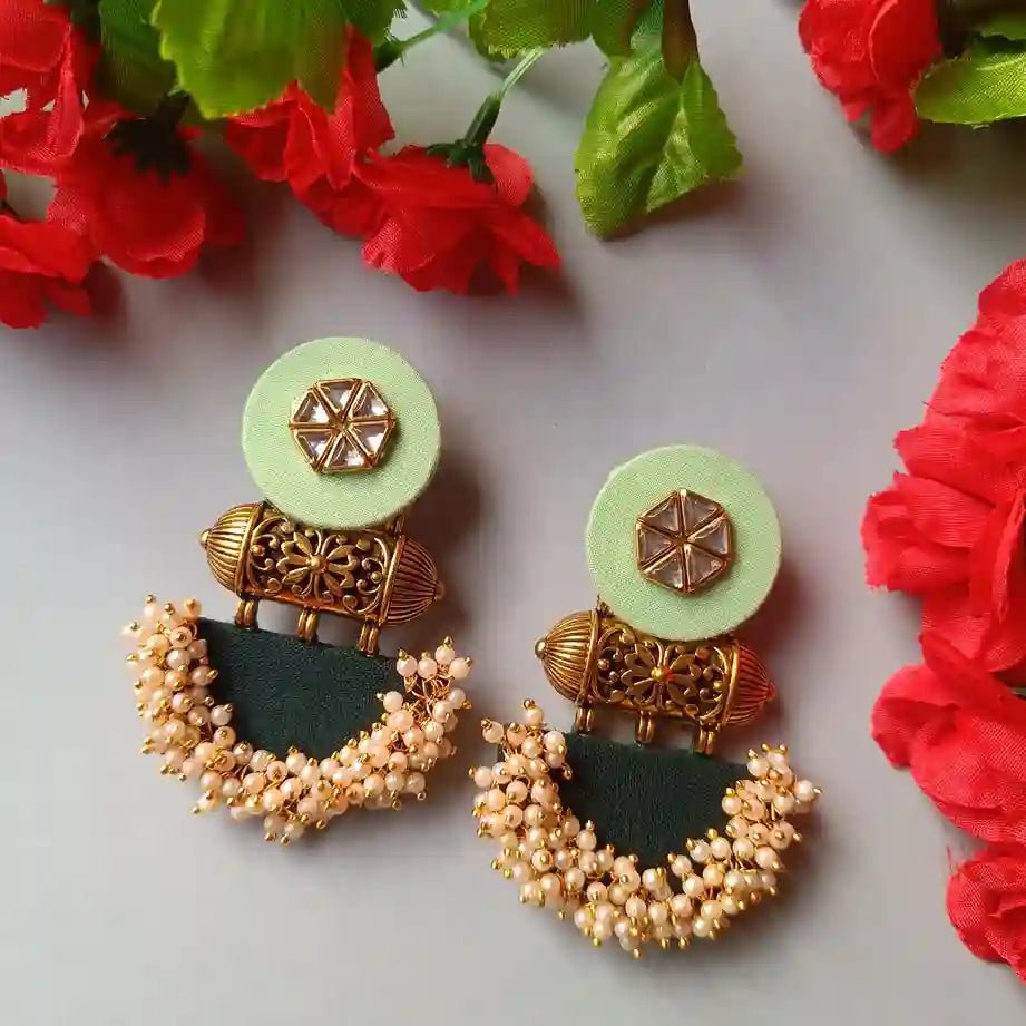 HANDMADE FABRIC EARRINGS JULIAN PISTA GREEN AND GREEN