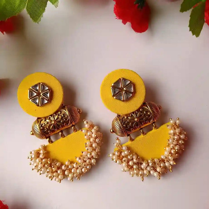 HANDMADE FABRIC EARRINGS JULIAN YELLOW [product_variant]- TelaNaari