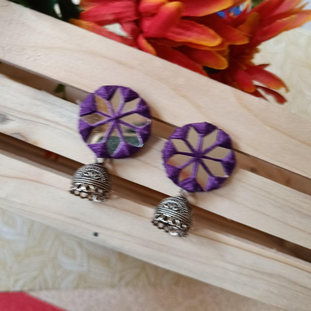 HANDMADE KRITI VIOLET MIRROR EARRINGS [product_variant]- TelaNaari