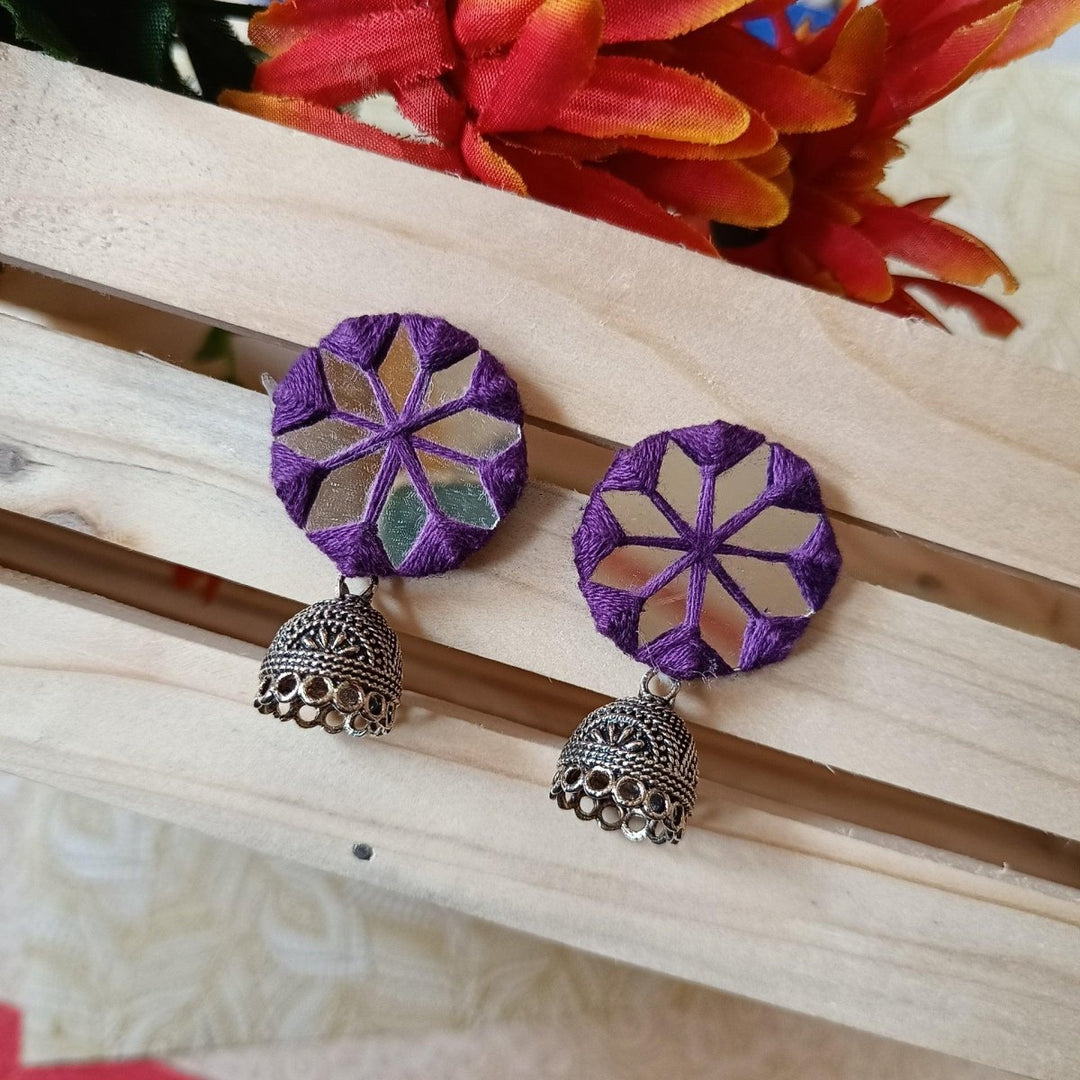 HANDMADE KRITI VIOLET MIRROR EARRINGS