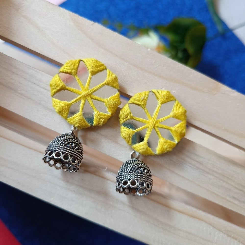 HANDMADE KRITI YELLOW MIRROR EARRINGS