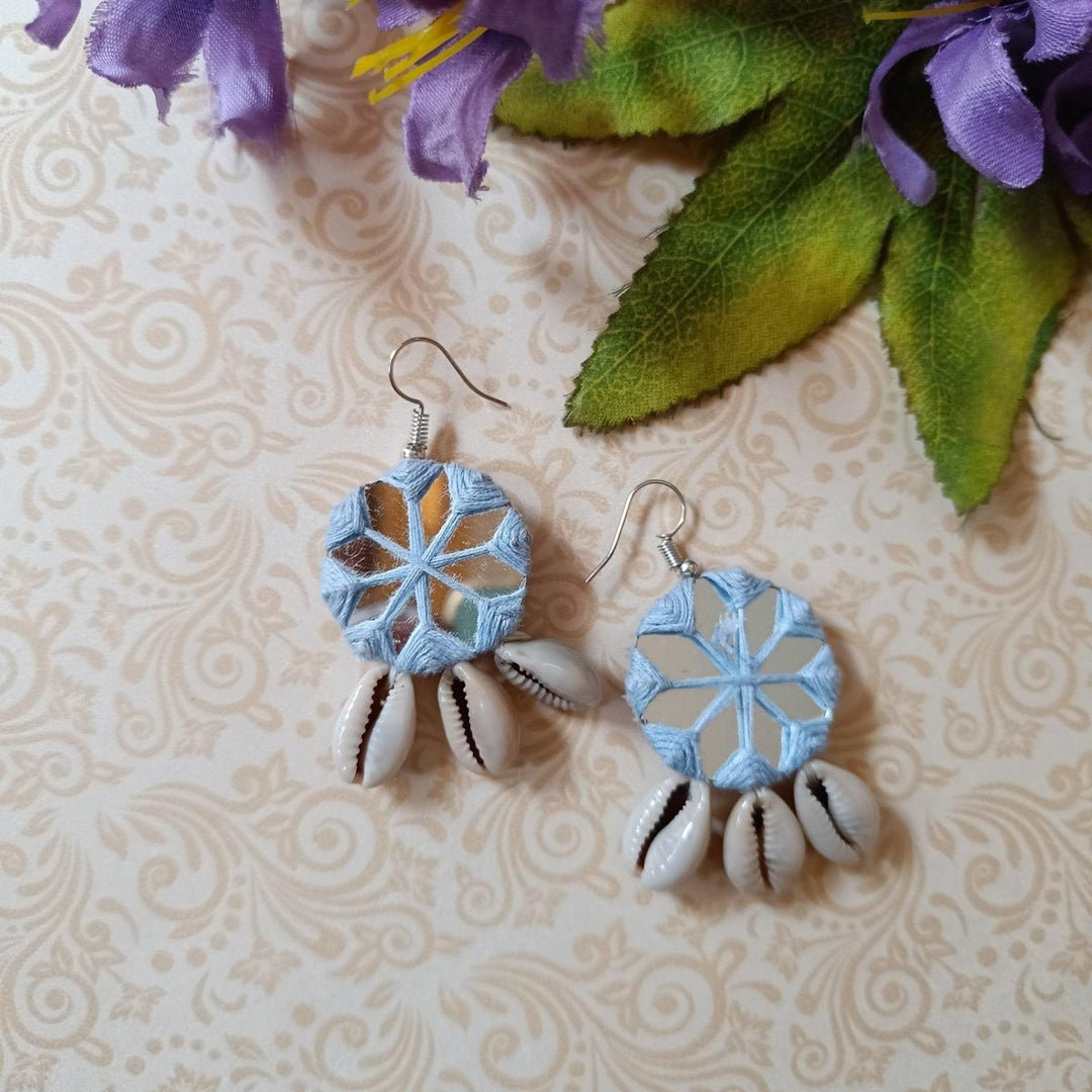 HANDMADE NATIKA LIGHT BLUE MIRROR EARRINGS [product_variant]- TelaNaari