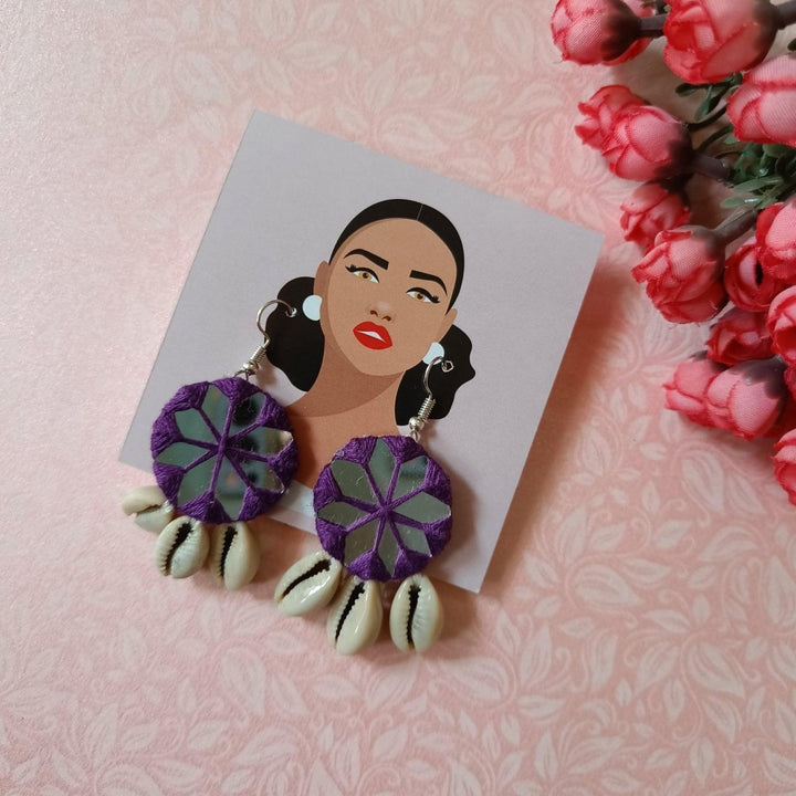 HANDMADE NATIKA VIOLET MIRROR EARRINGS [product_variant]- TelaNaari