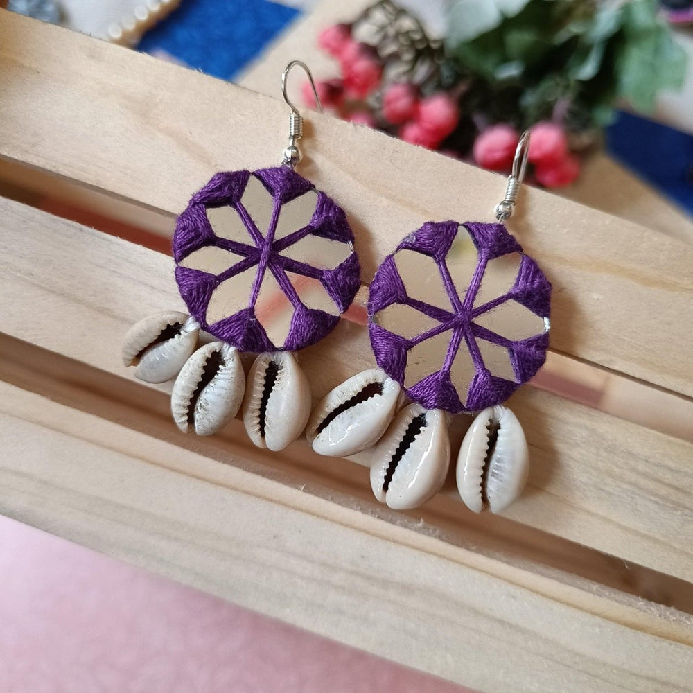 HANDMADE NATIKA VIOLET MIRROR EARRINGS