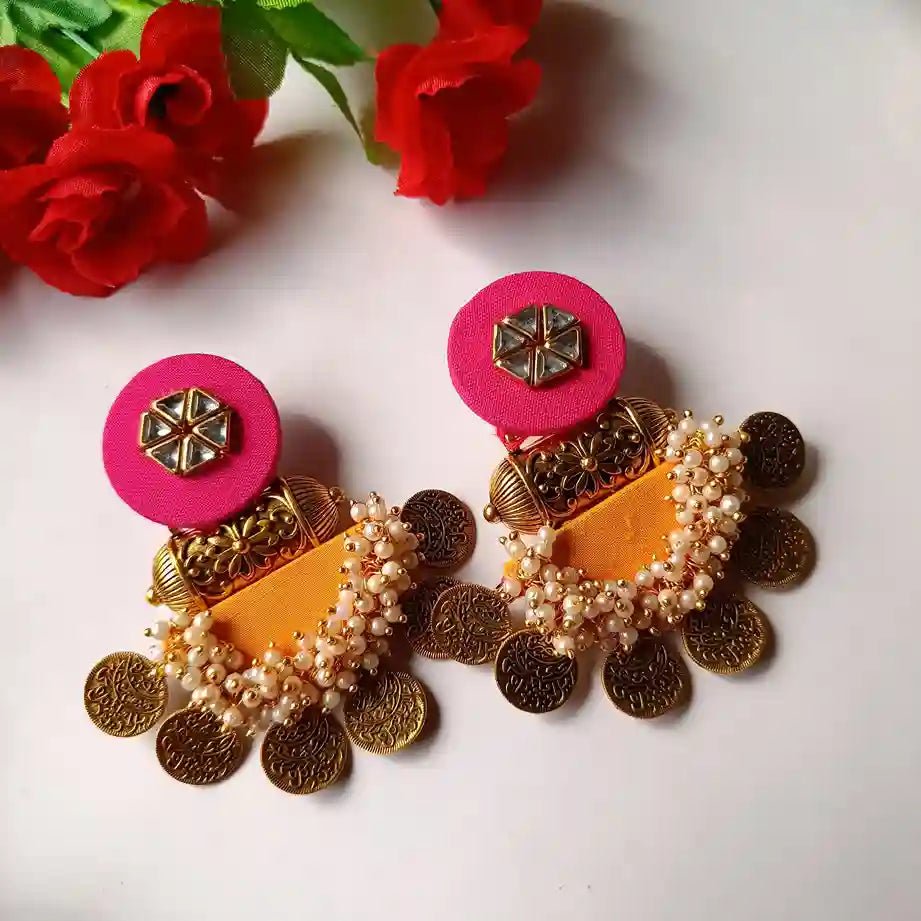 TELA NAARI MINIMAL HAND PAINTED OXIDISED SILVER EARRINGS