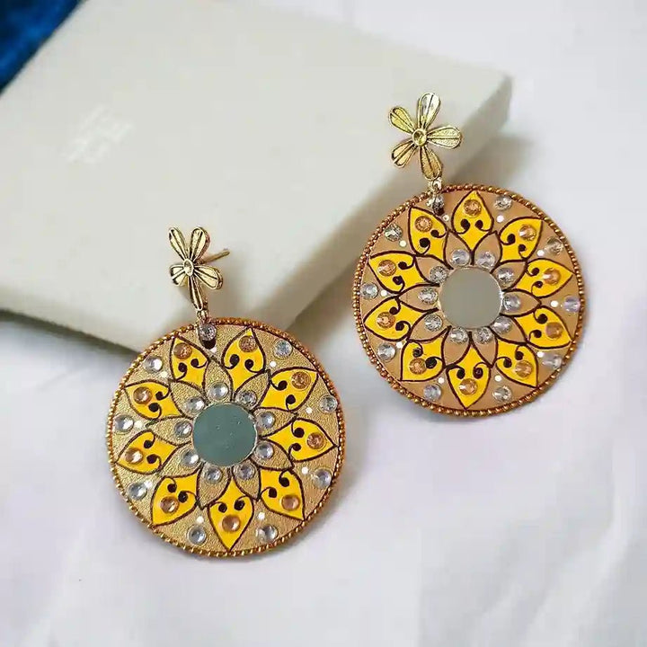 MANDALA FLOWER KNOT HAND PAINTED EARRRINGS [product_variant]- TelaNaari