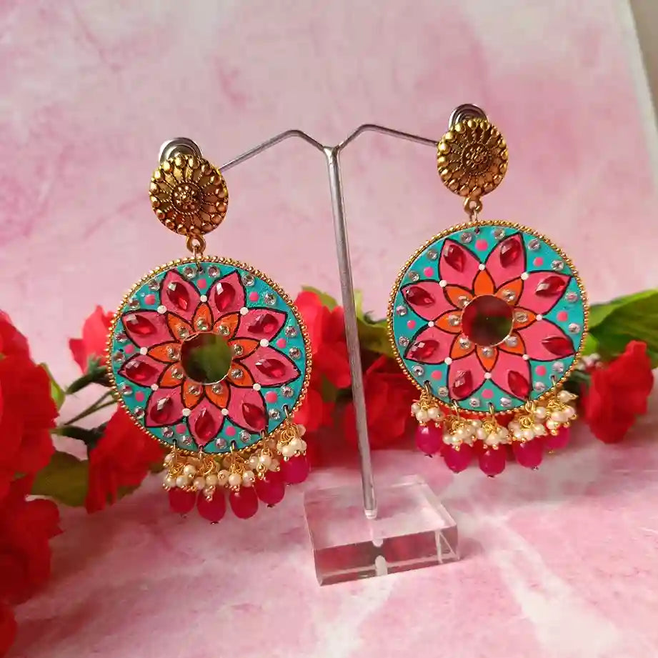 MANDALA HAND PAINTED EARRINGS ANIYA [product_variant]- TelaNaari