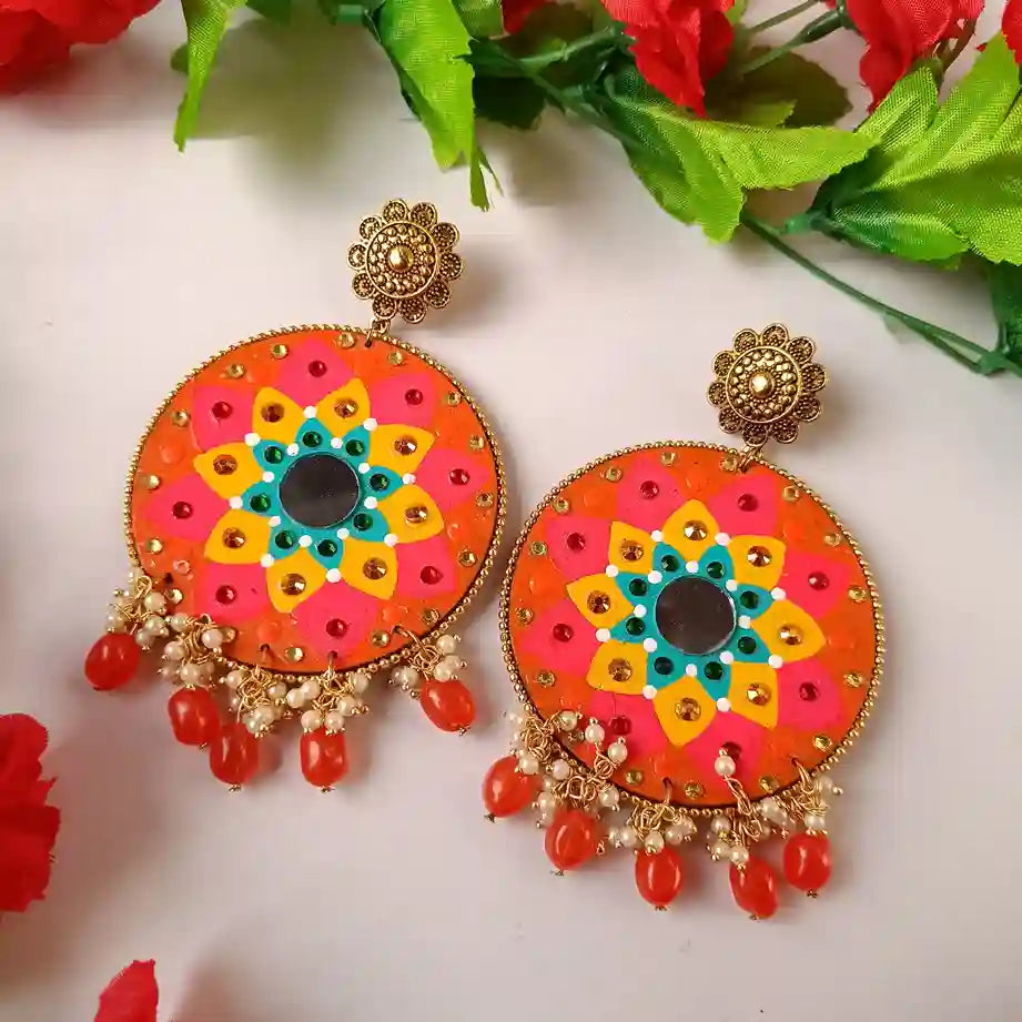 MANDALA HAND PAINTED EARRINGS EVE