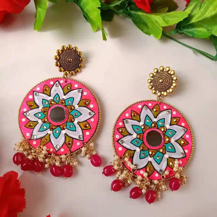 MANDALA HAND PAINTED EARRINGS JIYA [product_variant]- TelaNaari