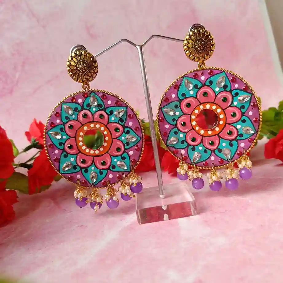 MANDALA HAND PAINTED EARRINGS MAITRI