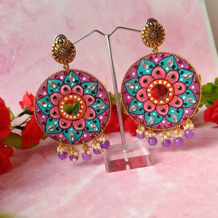 MANDALA HAND PAINTED EARRINGS MAITRI [product_variant]- TelaNaari