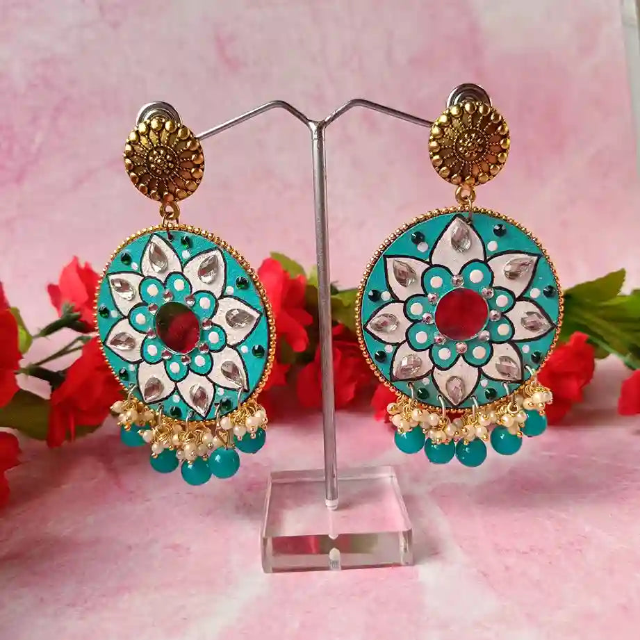 MANDALA HAND PAINTED EARRINGS RUKSHA [product_variant]- TelaNaari