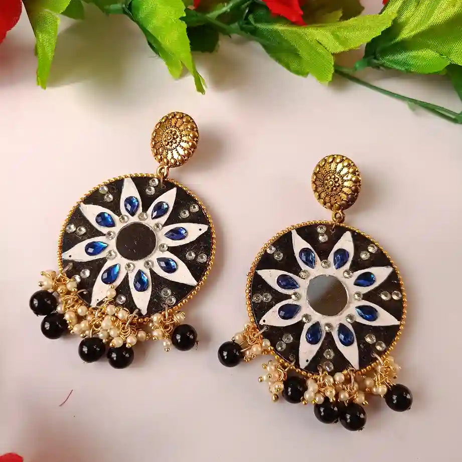 MANDALA HAND PAINTED EARRINGS SANAYA [product_variant]- TelaNaari