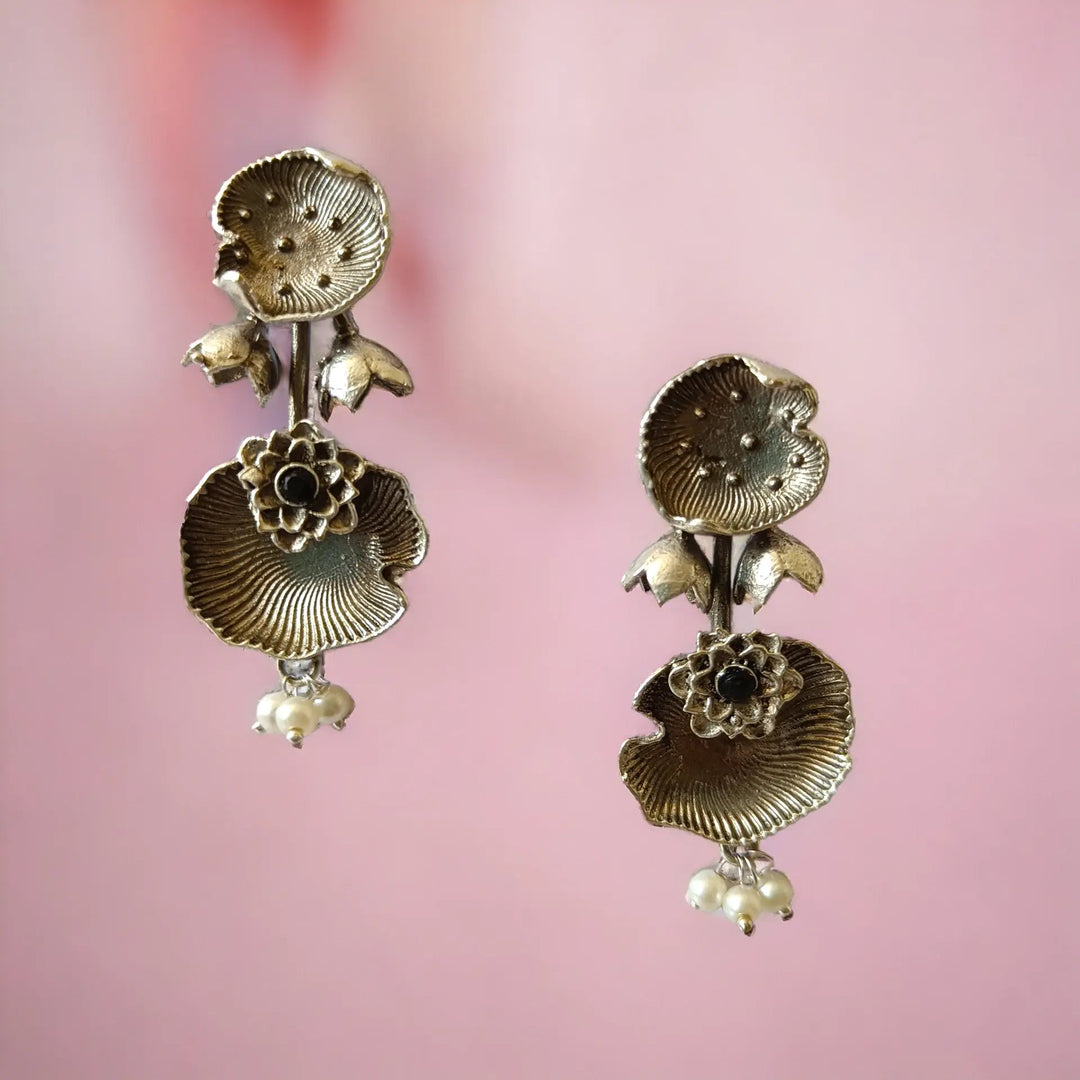 Silver Oxidised Antique Dangler Earrings Saba [product_variant]- TelaNaari