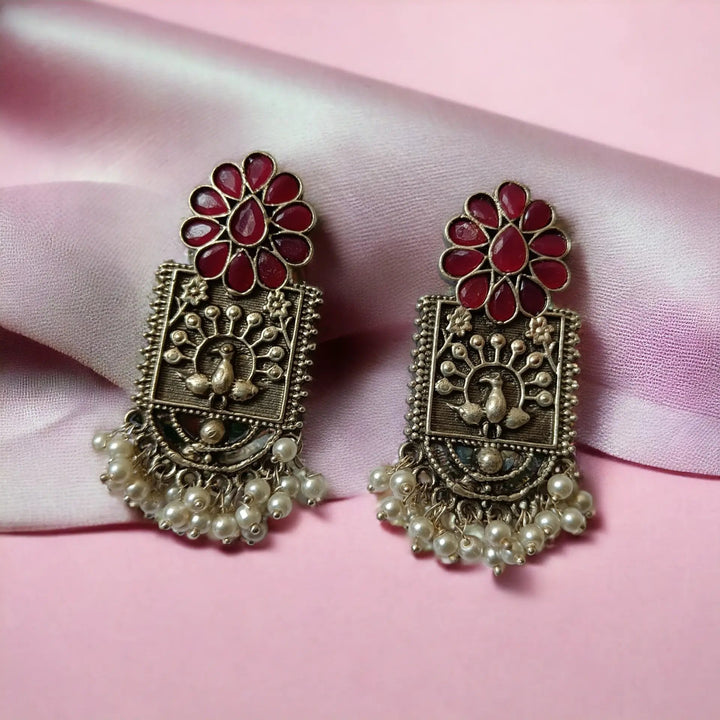 Silver Oxidised Dangler Earrings Farzana