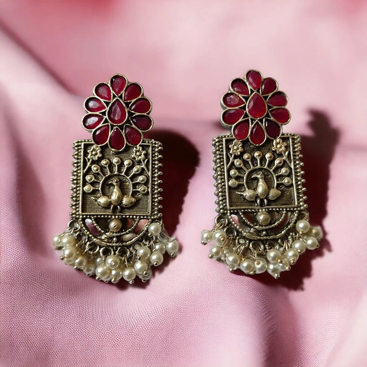 Silver Oxidised Dangler Earrings Farzana