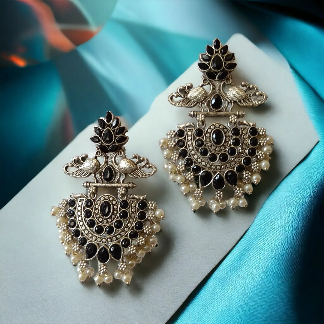 Silver Oxidised Dangler Earrings Fatima [product_variant]- TelaNaari