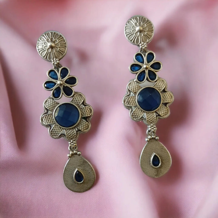 Silver Oxidised Dangler Earrings Kusum [product_variant]- TelaNaari