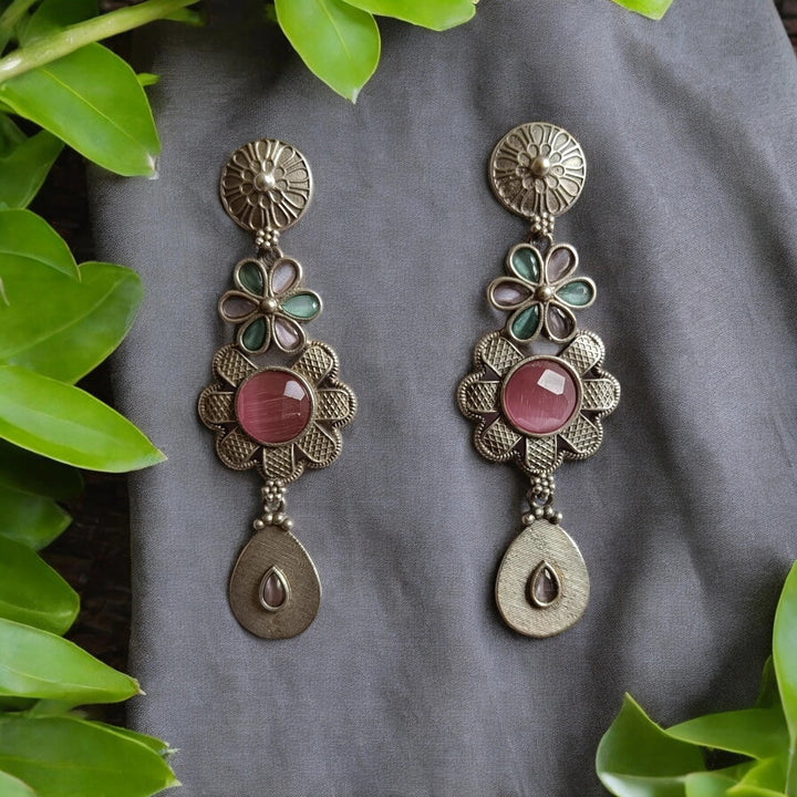 Silver Oxidised Dangler Earrings Kusum [product_variant]- TelaNaari