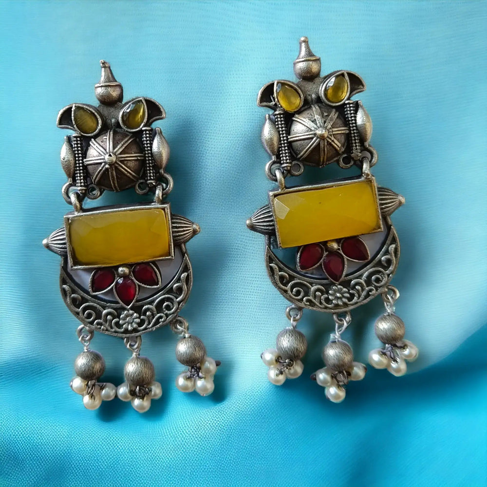 Silver Oxidised Dangler Earrings Sujata