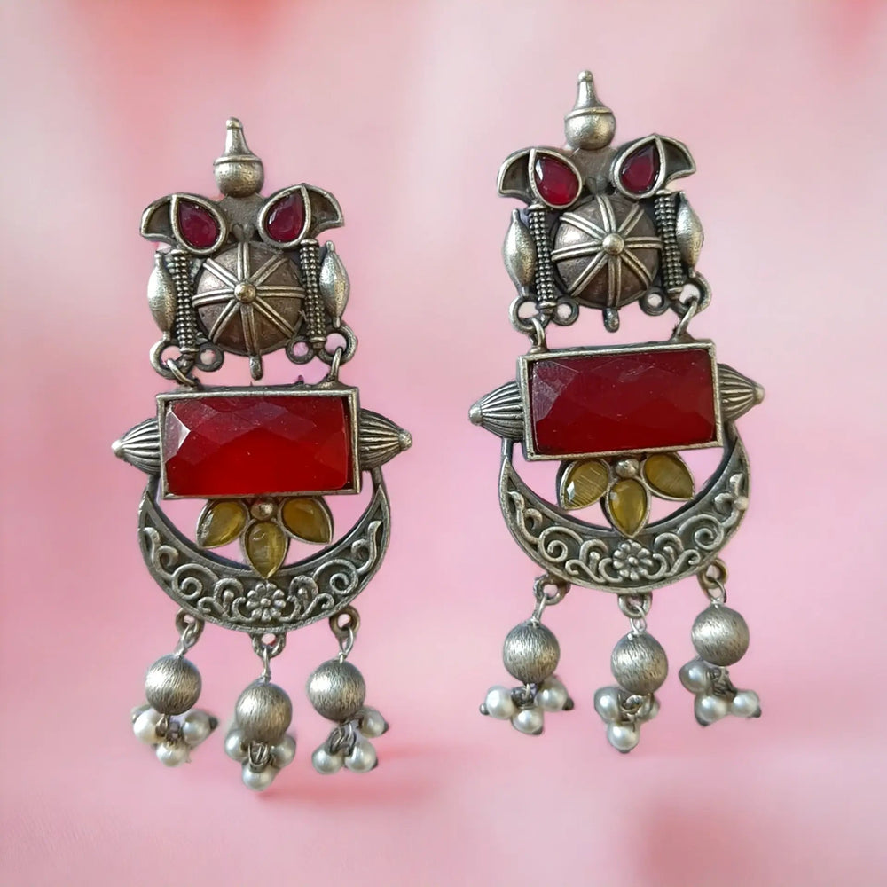 Silver Oxidised Dangler Earrings Sujata