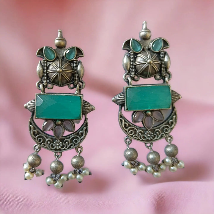 Silver Oxidised Dangler Earrings Sujata