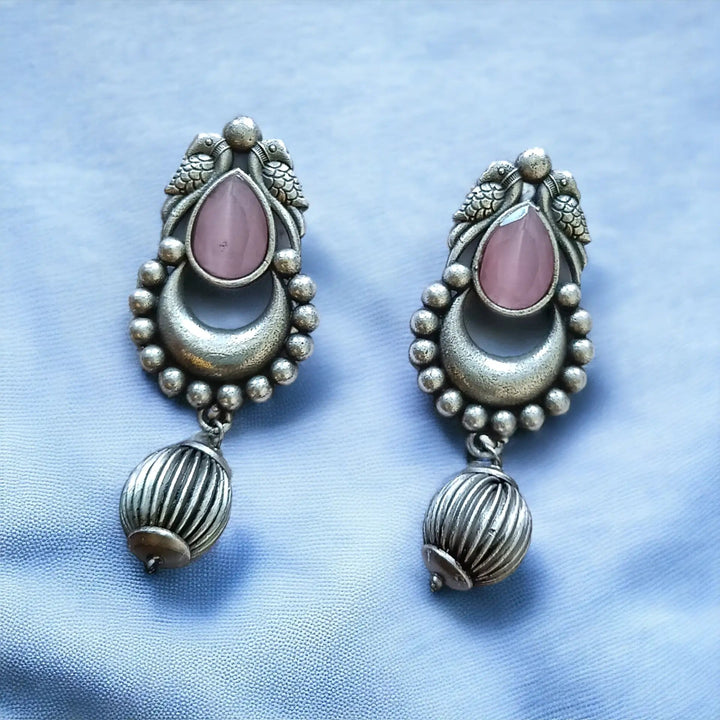 Silver Oxidised Drop Earrings Prashila [product_variant]- TelaNaari