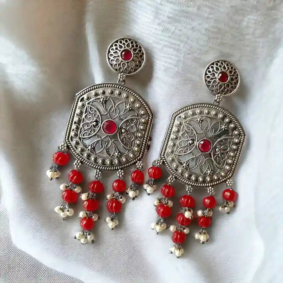 SILVER OXIDISED EARRINGS DAKSHA Dangler