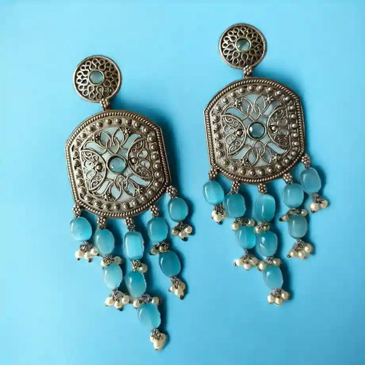 SILVER OXIDISED EARRINGS DAKSHA Dangler