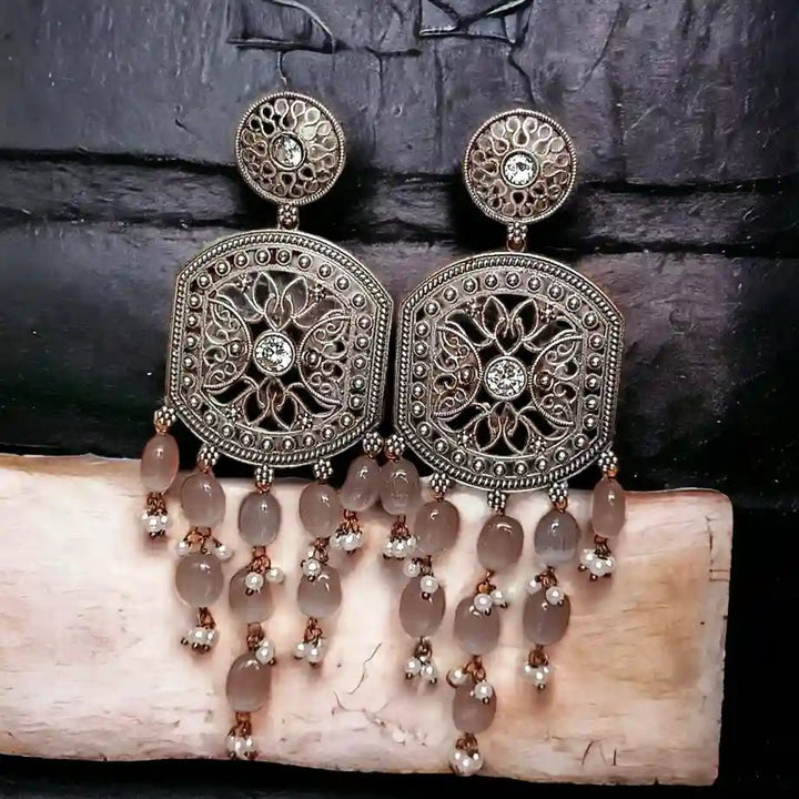 SILVER OXIDISED EARRINGS DAKSHA Dangler