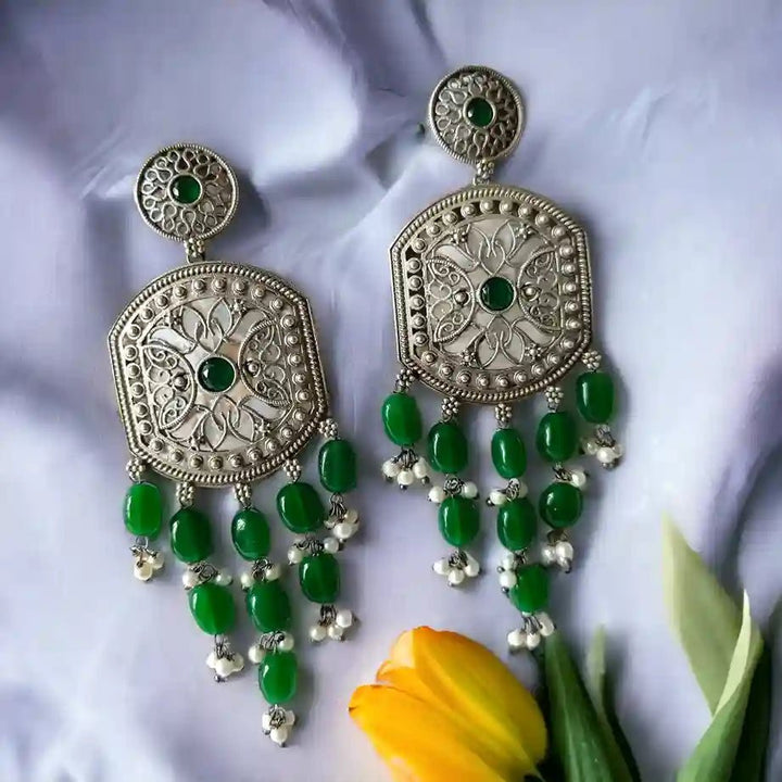 SILVER OXIDISED EARRINGS DAKSHA Dangler