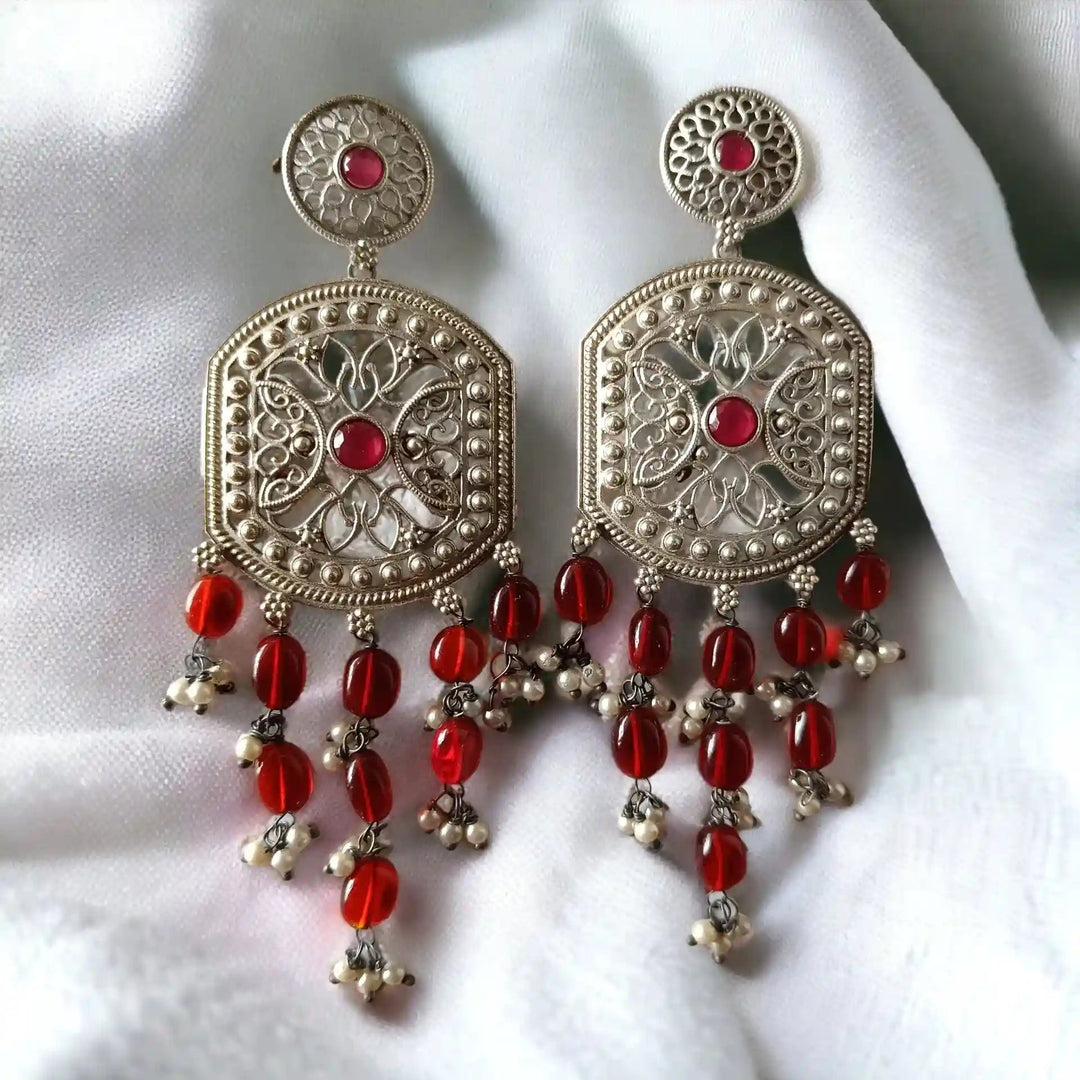 SILVER OXIDISED EARRINGS DAKSHA Dangler