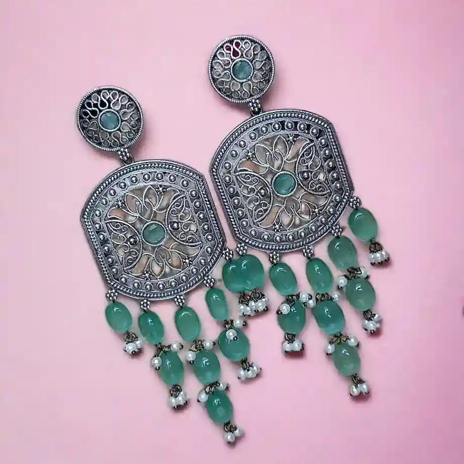 SILVER OXIDISED EARRINGS DAKSHA Dangler