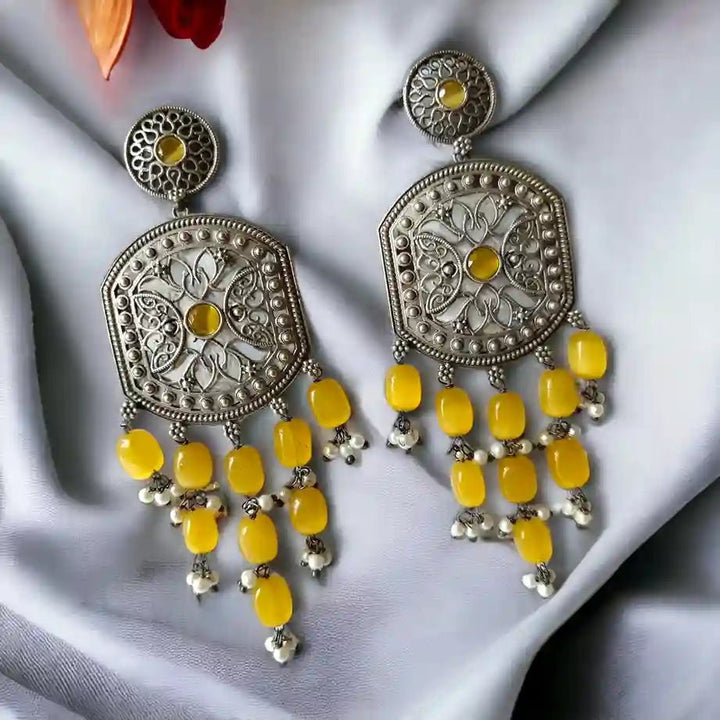 SILVER OXIDISED EARRINGS DAKSHA Dangler