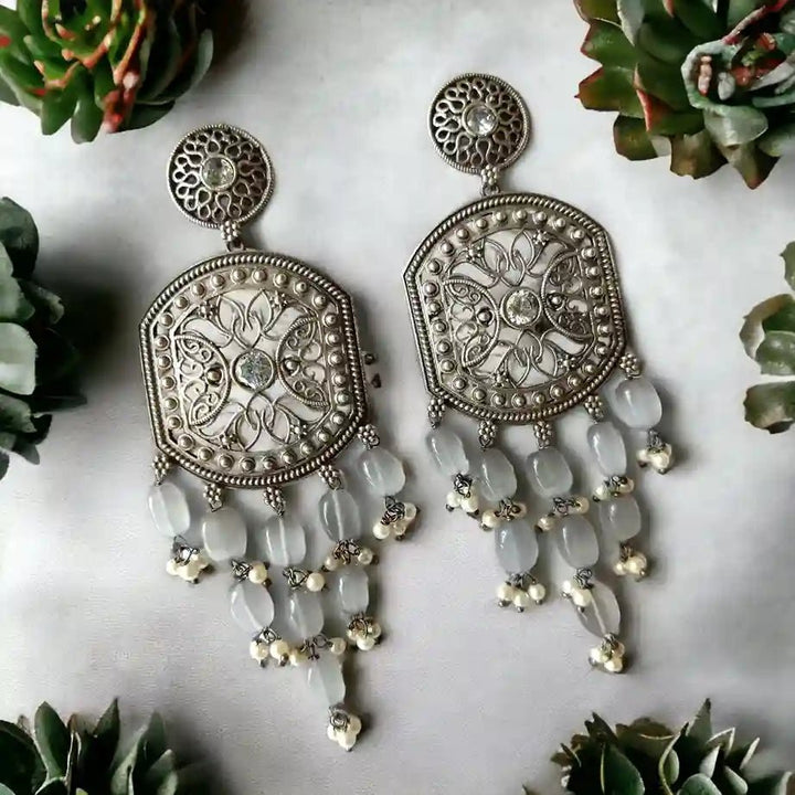 SILVER OXIDISED EARRINGS DAKSHA Dangler