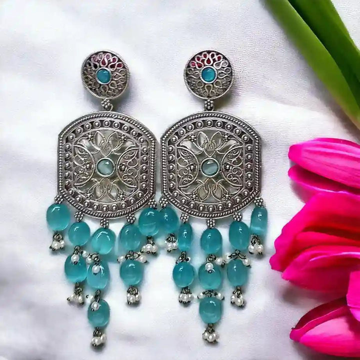 SILVER OXIDISED EARRINGS DAKSHA Dangler