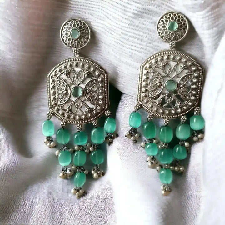 SILVER OXIDISED EARRINGS DAKSHA Dangler