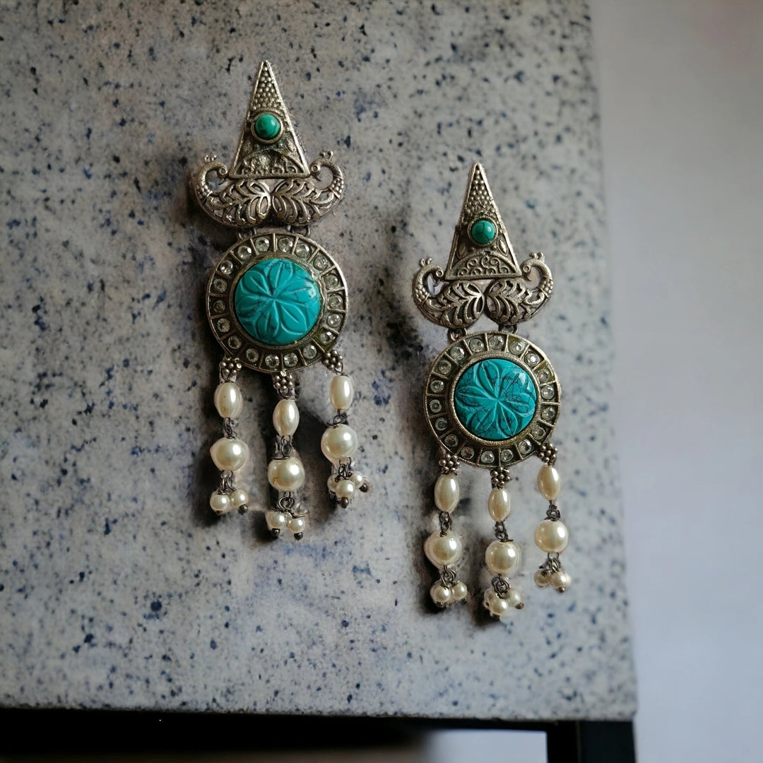 SILVER OXIDISED EARRINGS Dangler EARRINGS