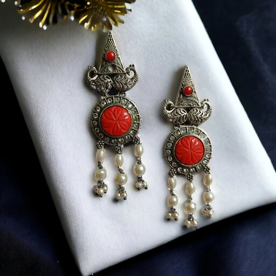 SILVER OXIDISED EARRINGS Dangler EARRINGS [product_variant]- TelaNaari