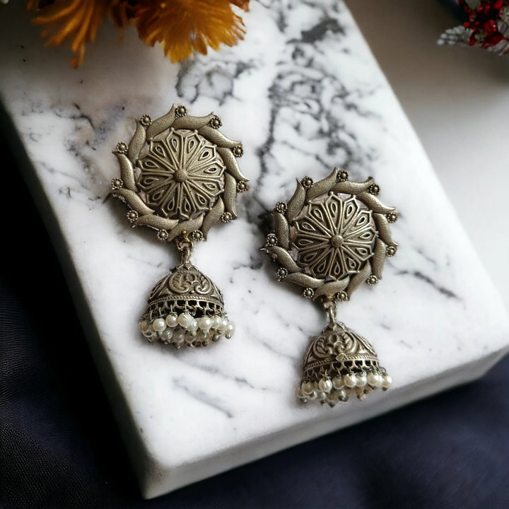 SILVER OXIDISED EARRINGS JHUMKI ESHA [product_variant]- TelaNaari