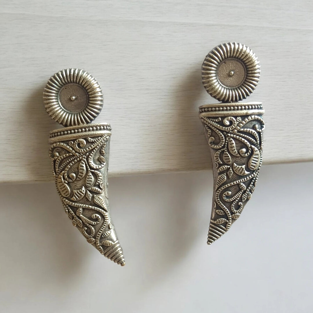 SILVER OXIDISED EARRINGS SABA