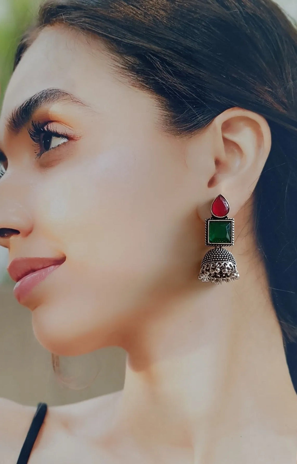 SILVER OXIDISED EARRINGS SABREEN