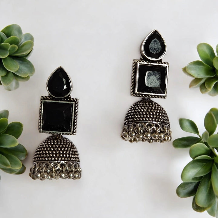 SILVER OXIDISED EARRINGS SABREEN