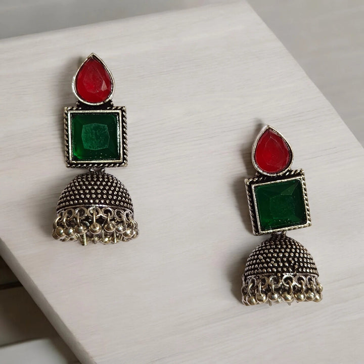 SILVER OXIDISED EARRINGS SABREEN