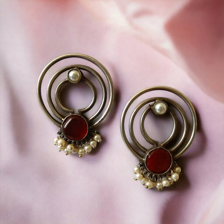 Silver Oxidised Earrings Shilpi