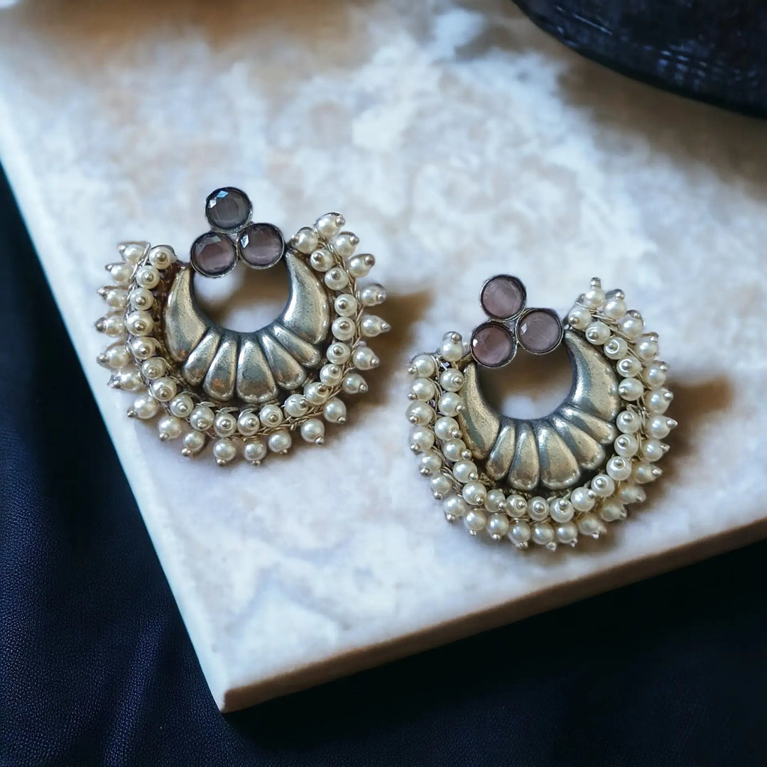 Silver Oxidised Earrings Shobha [product_variant]- TelaNaari